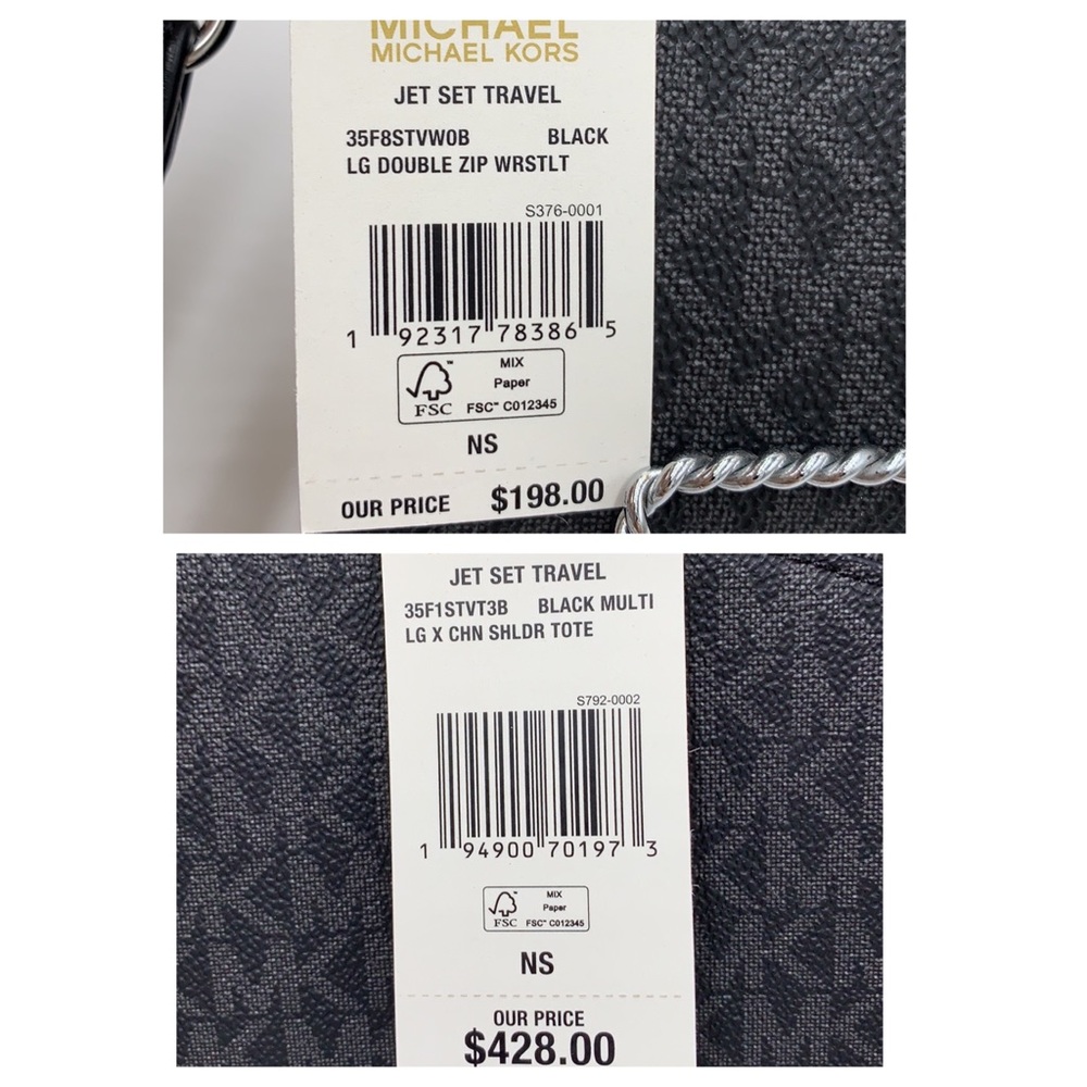 MICHAEL KORS LARGE X CHAIN SHOULDER TOTE & LARGE DOUBLE ZIP WALLET BLACK… - Picture 12 of 16